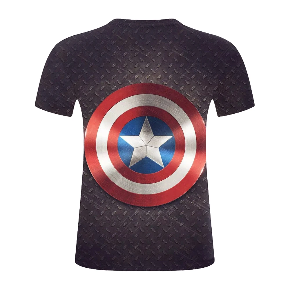 Новинка футболка с 3D принтом Капитан Америка Мужская компрессионная забавная