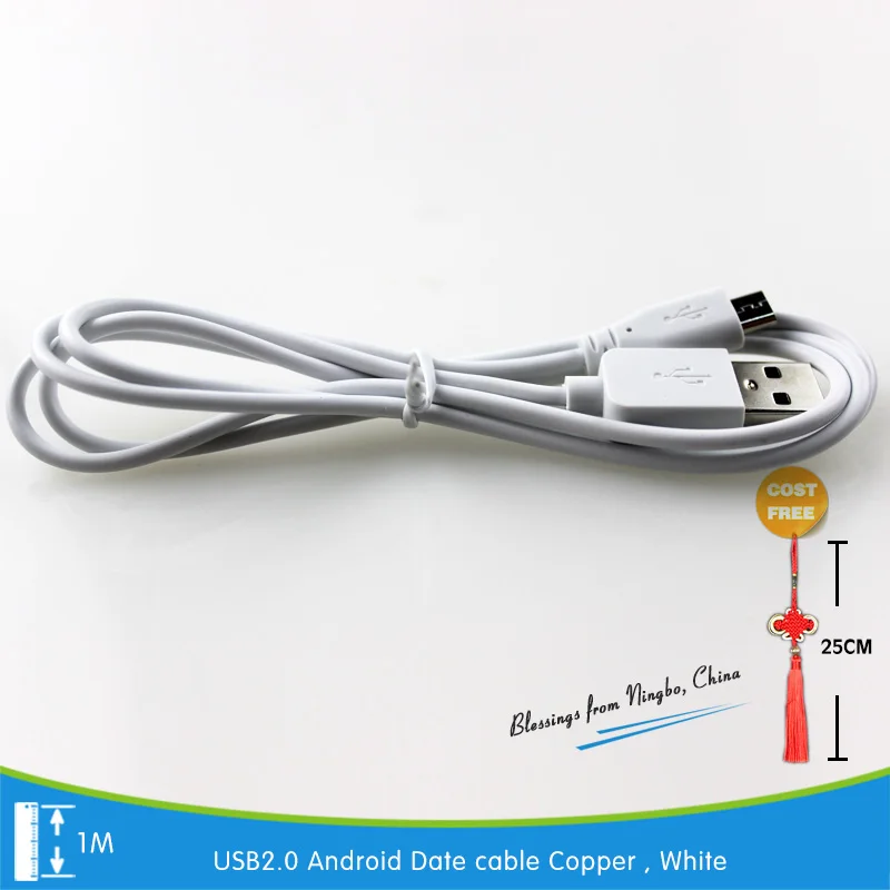 2 шт. 1 м белый микро USB2.0 кабель передачи данных для аndroid бескислородный медный проводник ПВХ с REACH/ROHS для всех Android ячеек линия передачи данных