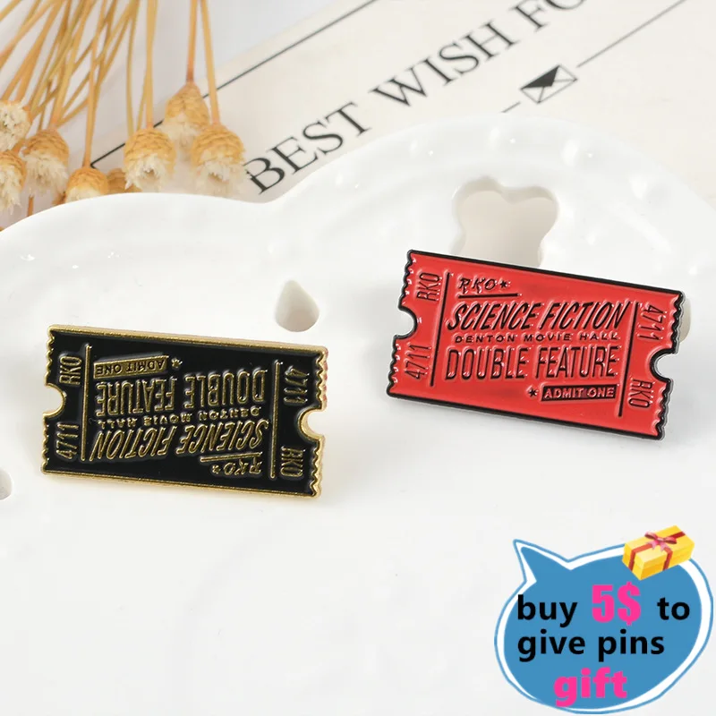 Прямая поставка ретро-билет из фильма Рокки ужасы булавка для лацкана красная