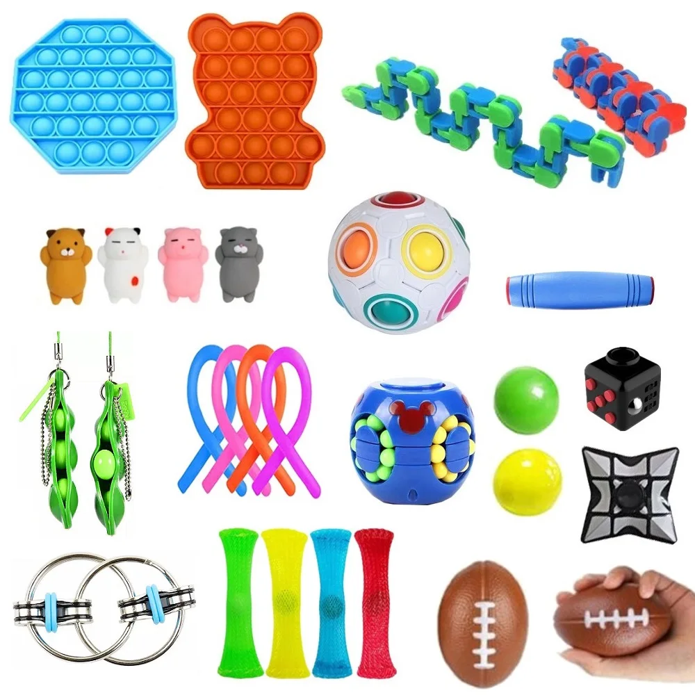 

Fidget Sensory Toys Set Pops Bubbles Stress Relief Push It Fidget Toy Pack Set Toys To Relieve Children With Autism And Anxiety