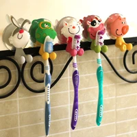 1pcs cute cartoon animals sucker dust proof toothbrush holder suction cup hooks bathroom toothbrush silicone holder rack