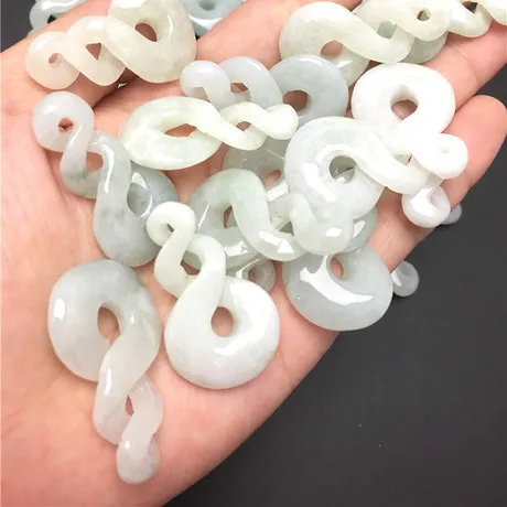 Крученый натуральный зеленый нефрит класса А тип ледяной Бирма кулон бисер