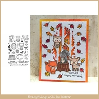 mix cute aimals owl fox deer hedgehog squirrel pumpkin autumn nuts words clear silicone stamps for scrapbook craft paper cards