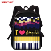 whereisart art piano pattern school bag for teen kids girls black music note elementary school backpack student school supplies