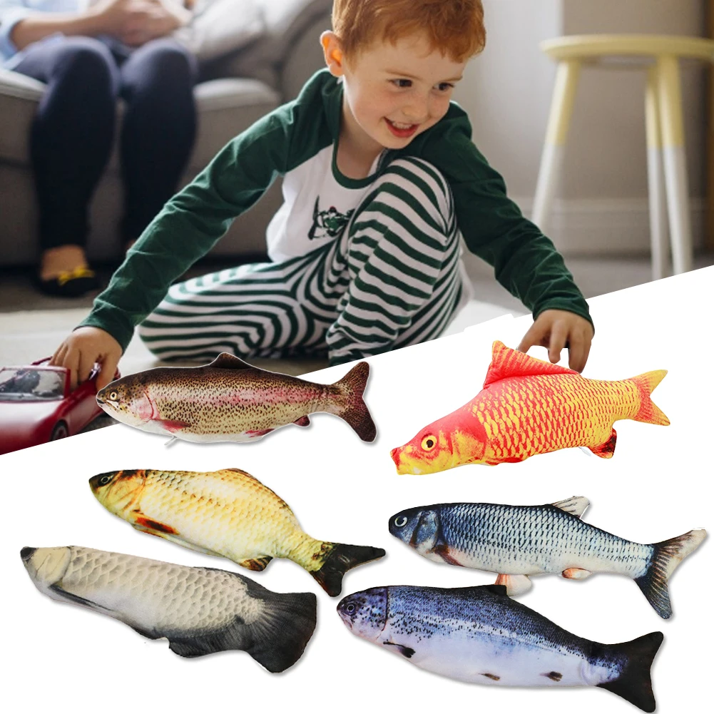 Электрическая движущаяся рыба кошка игрушка Реалистичная плюшевая имитация