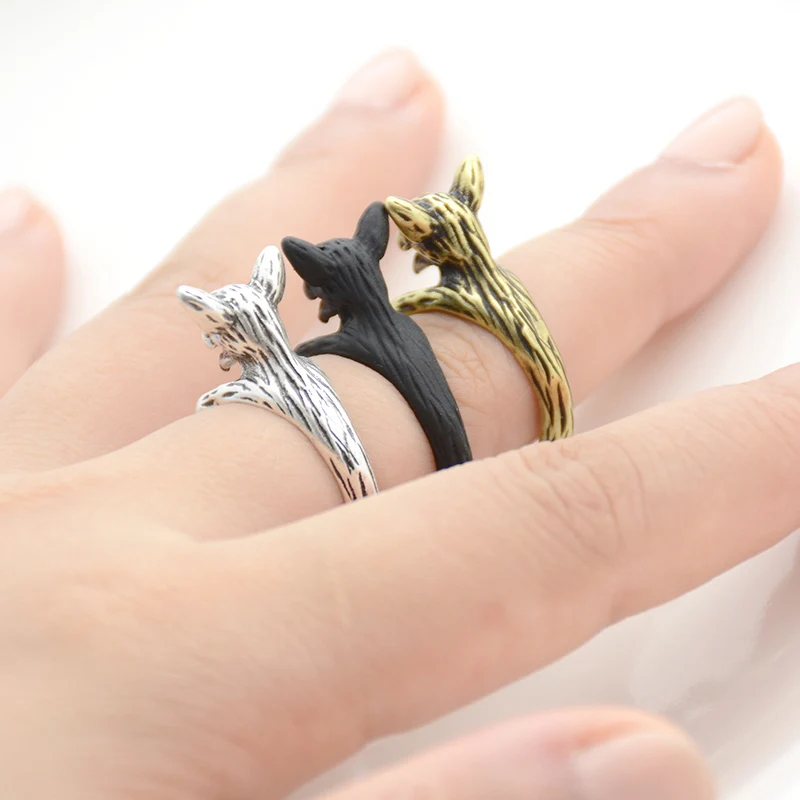Новинка модное винтажное кольцо в стиле панк с собакой чихуахуа мужское бохо
