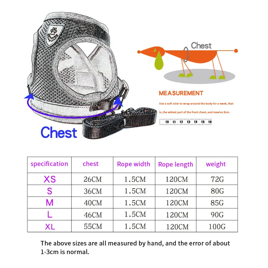

Dog Harness Leash Set for Small Medium Dogs Cat Harnesses Vest Puppy Chest Strap Pug Chihuahua Bulldog Dog Accessories