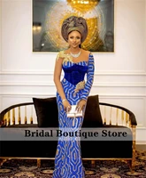 shining elegant african mermaid evening dresses appliques aso ebi style nigerian prom dresses floor length formal party gown