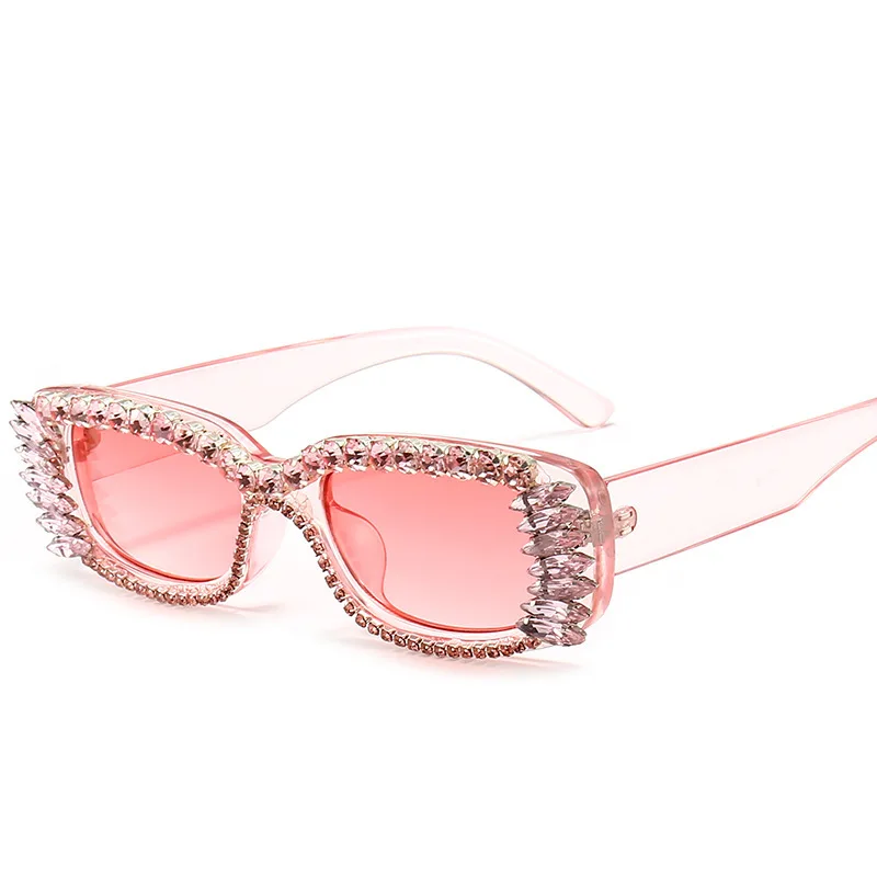 

2022New Fashion diamond-inlaid Sunglasses European and American Fashion Small Square Diamond Sunglasses for women