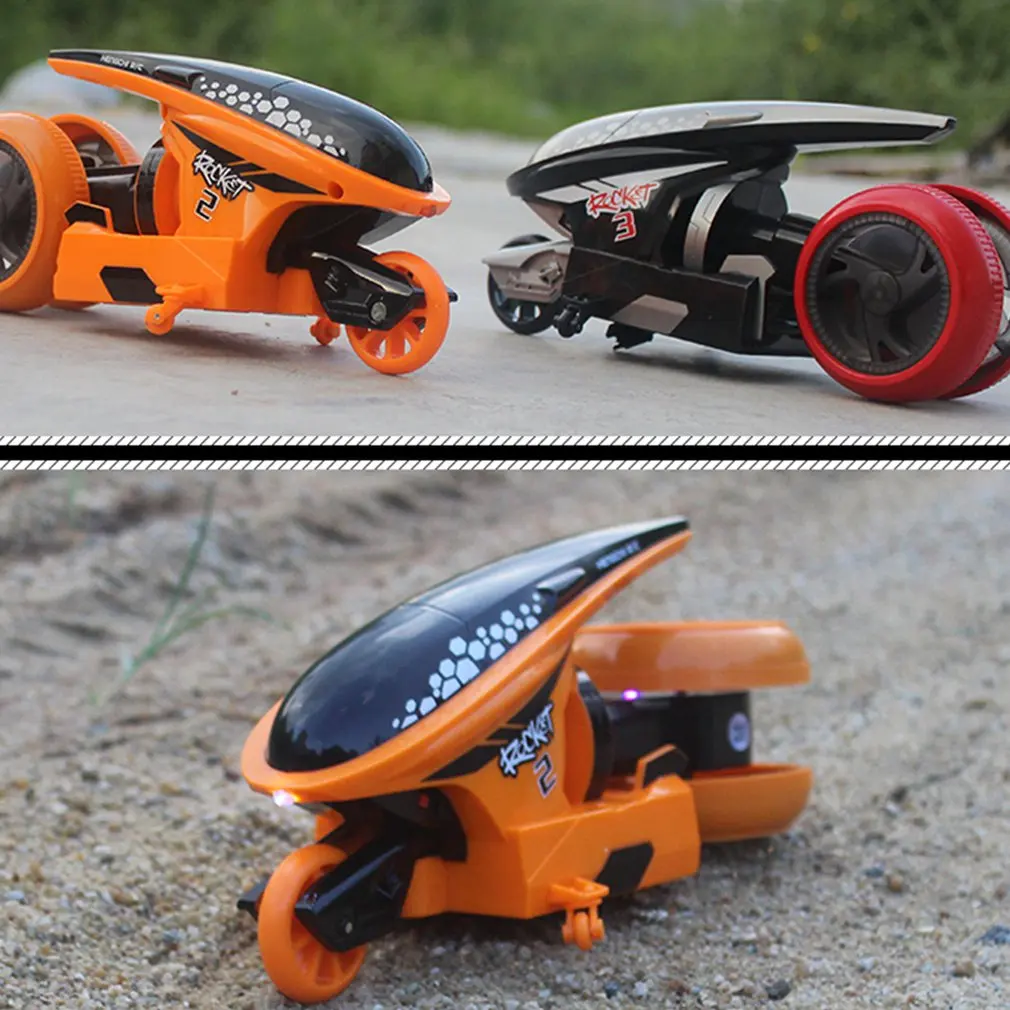 Kids RC Motorcycle Toys 1/12 Scale Cool Stunt Remote Control Deformation High Speed 2.4G Drift Light Concept Flip Car | Игрушки и хобби