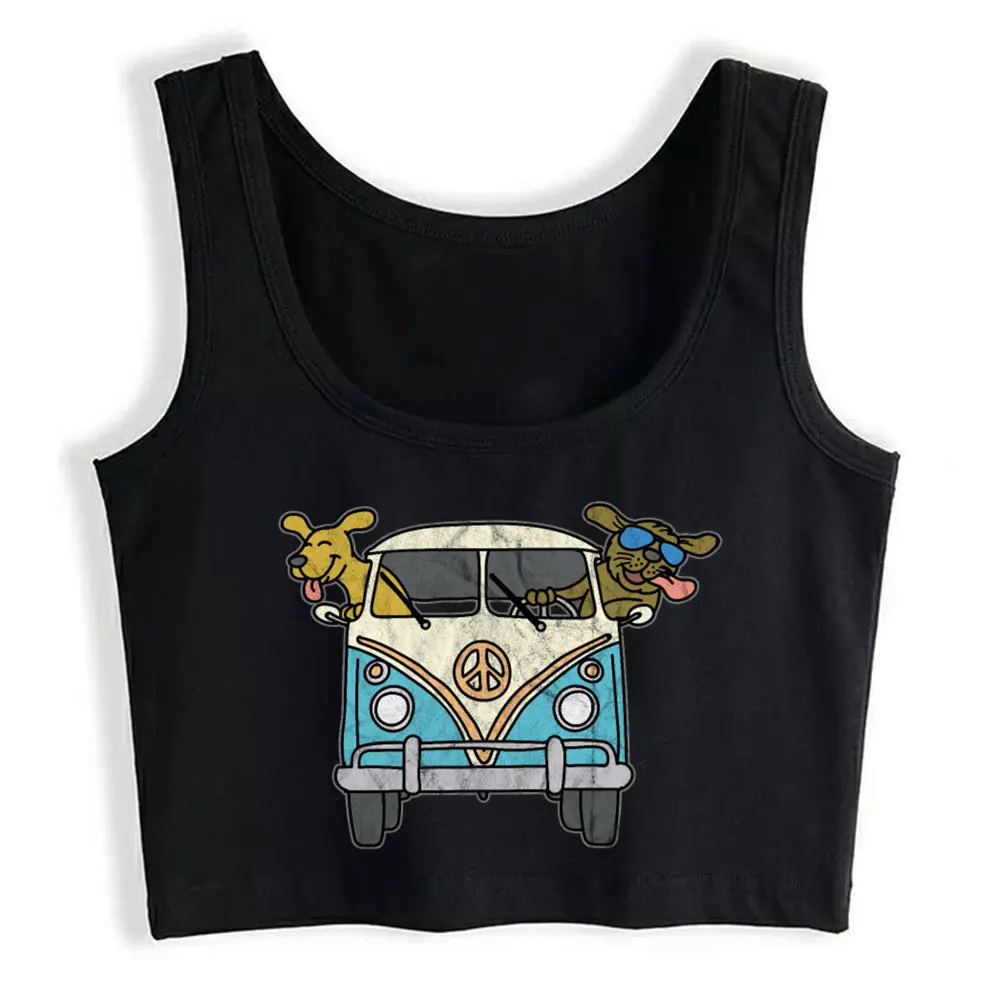 

Boho Crop Top Hippie Animal Bus Funny Harajuku Print Y2k Tops Womens Tops blusas mujer de moda 2021 verano Gym Tank Top Women