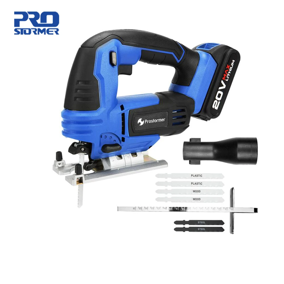 PROSTORMER 20V Jig Saw Регулируемая скорость электрическая пила с 6 лезвиями мульти-угол