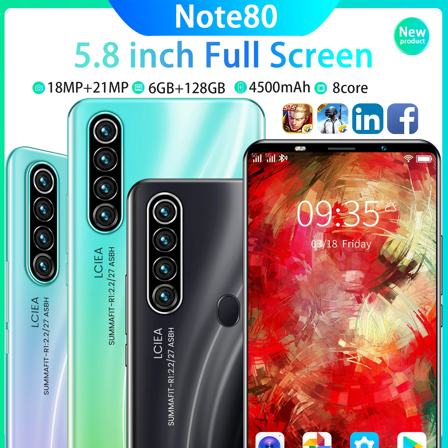 

New Note80 Smartphones Android 8GB RAM + 256 GB ROM Memory 18+21MP 5G Cheap Mobile Phone Face ID Unlock Dual SIM Card Cell Phone