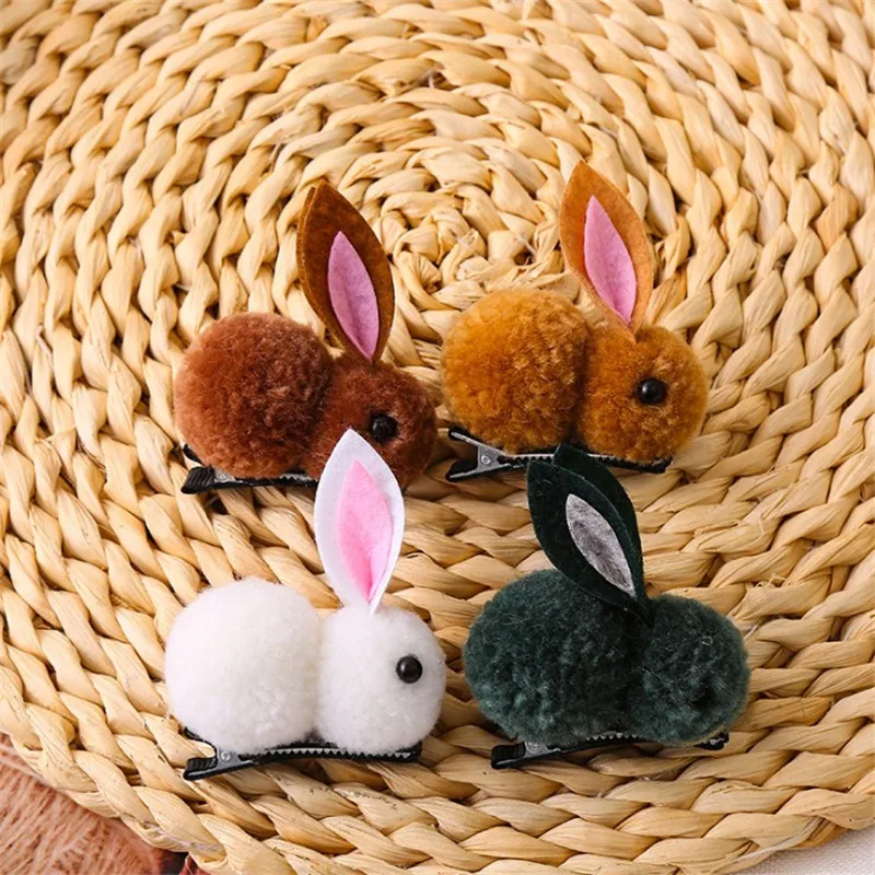 Корейские заколки для волос принцессы милый кролик эластичные резинки зимние