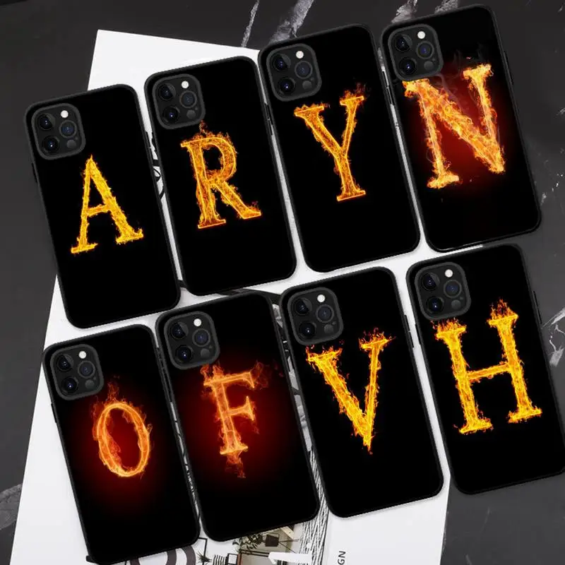 

Fire Letters Phone Case For iPhone 13 11 8 7 6 6S Plus X XS MAX 5 5S SE 2020 XR 11 pro DIY Funda