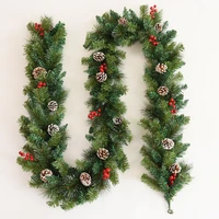 1 8m artificial green christmas garland wreath led home party decoration rattan xmas tree rattan banner flower band ornament