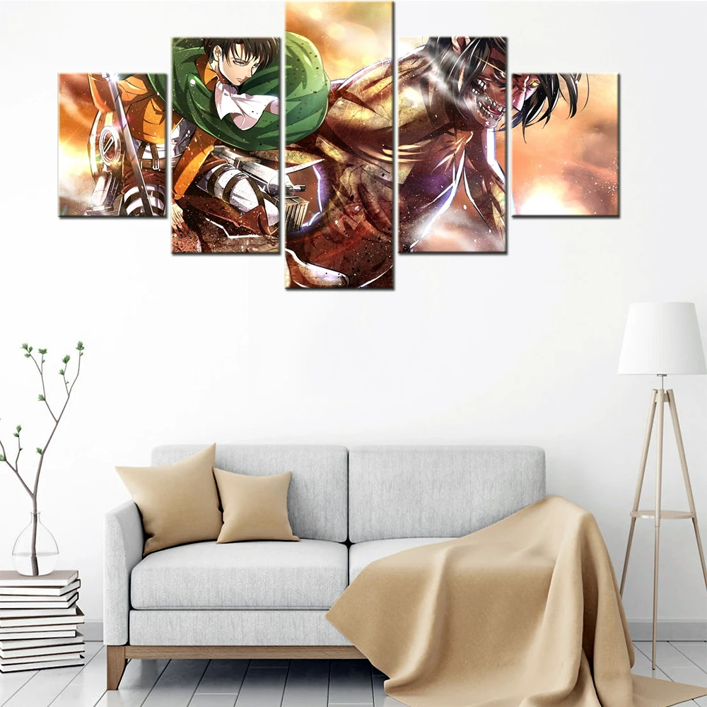 

Wall Art Canvas Prints Japan Anime Attack On Titan Figure Cartoon Decoration Painting Poster Modern Art Pictures For Living Room