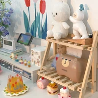 2-tier Wooden Bookshelf Desktop Sundries Stationery Organizer Bamboo Bookcase Furniture Magazine Holder Home Decor Display Shelf