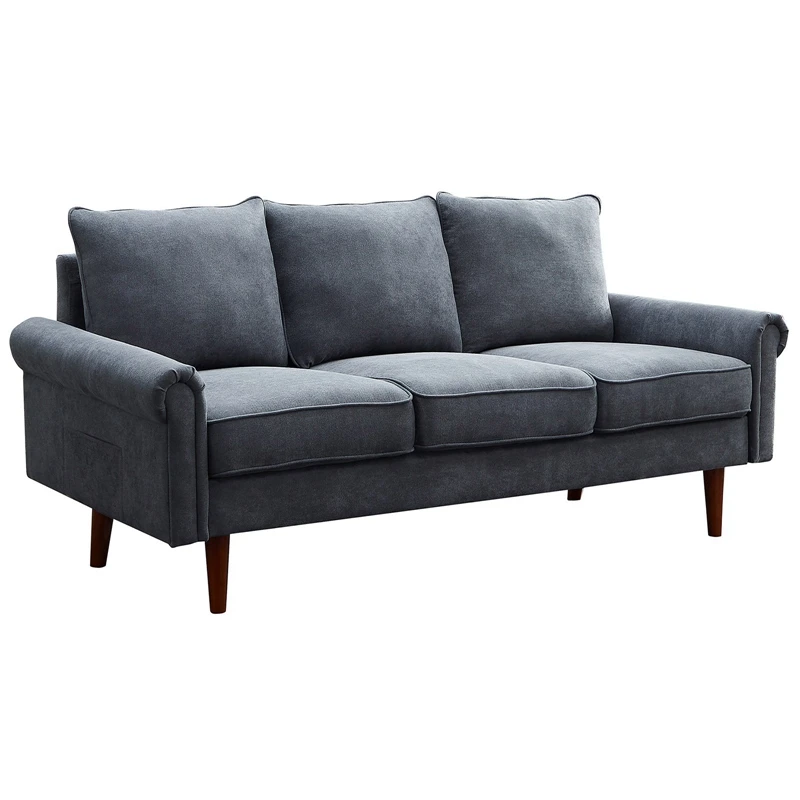 

2 Pcs/Set Sectional Sofa 3P 2P Sofa Home Living Room 3-Seater 2-Seater Wooden Frame Couch Gray
