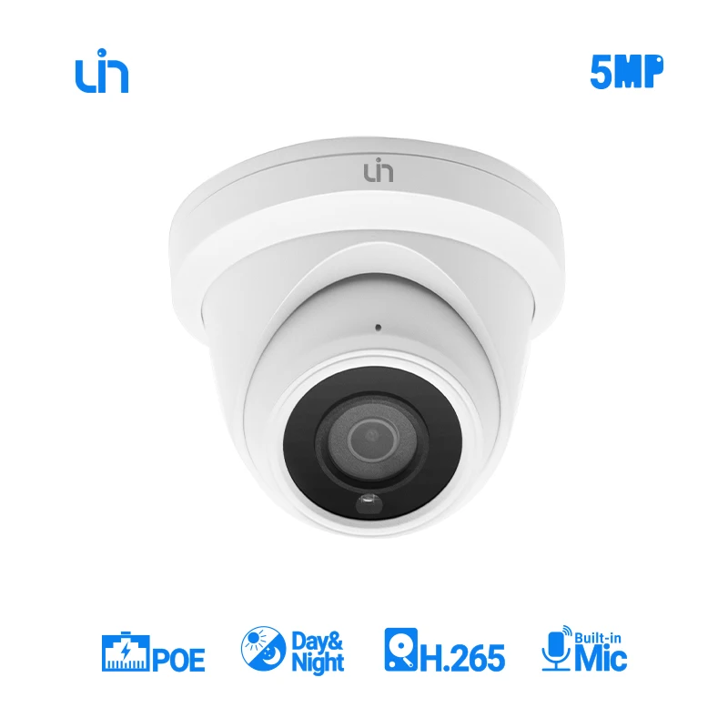 

Купольная IP-камера безопасности UIN, 5 Мп, PoE, с микрофоном, IP66, функция ночного видения, 98 футов, датчик движения, широкий угол обзора 2,8 мм