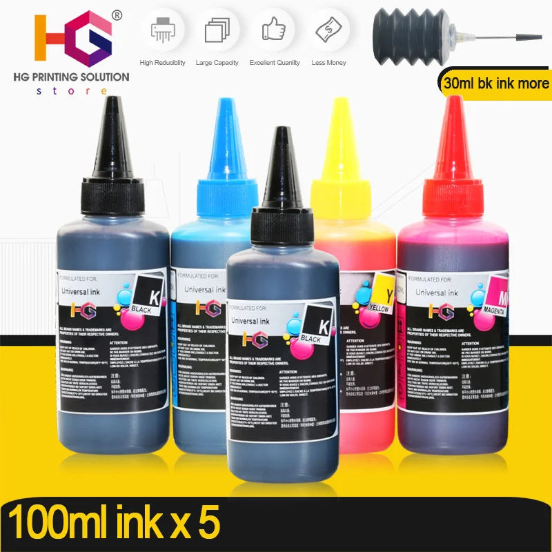 

universal Refill Ink Kit for Epson for Canon for HP for Brother Printer CISS Ink and refillable printers dye ink 100ml x 5 pcs