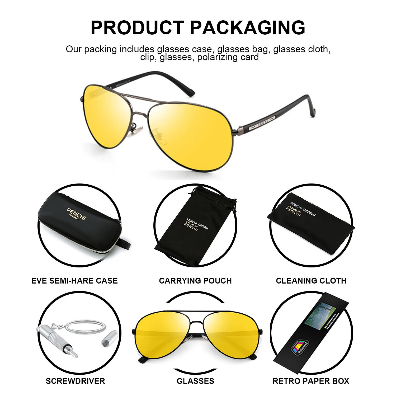 Очки ночного видения для мужчин и женщин Поляризованные с антибликовыми линзами