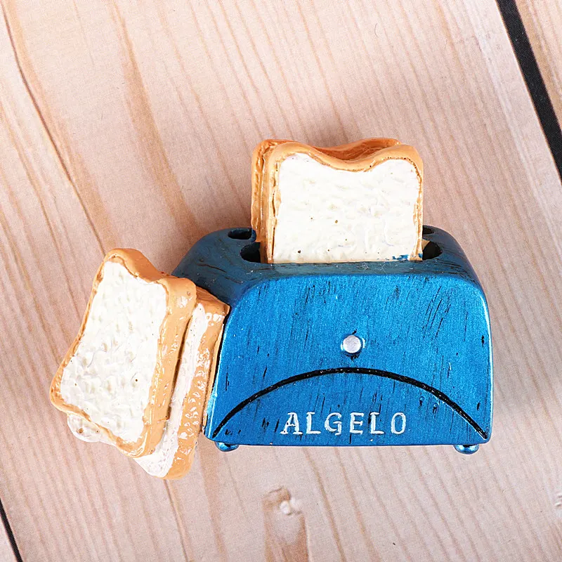 Bread machine Bionic food refrigerator magnetic paste milk pan egg bread tomato refrigerator paste message stick magnet button home decoration - Color: Bread machine