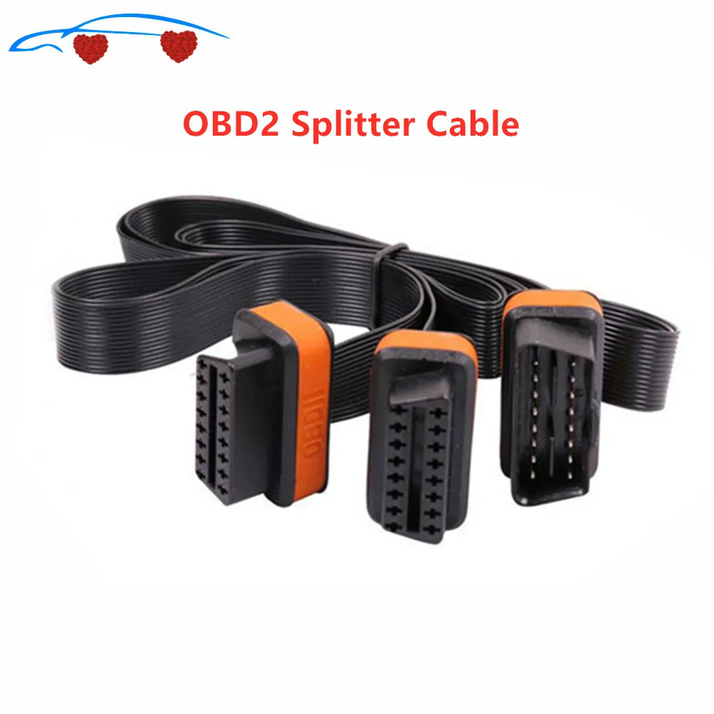 1 м плоский ультратонкий как OBD2 разветвитель кабеля для ELM327 16 контактный штекер