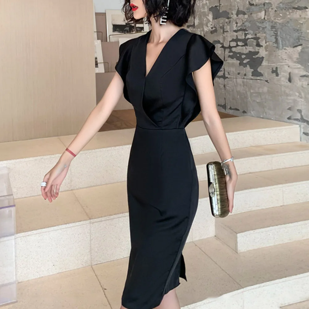 2020 женское летнее платье в Корейском стиле Японии с v образным вырезом рукавом