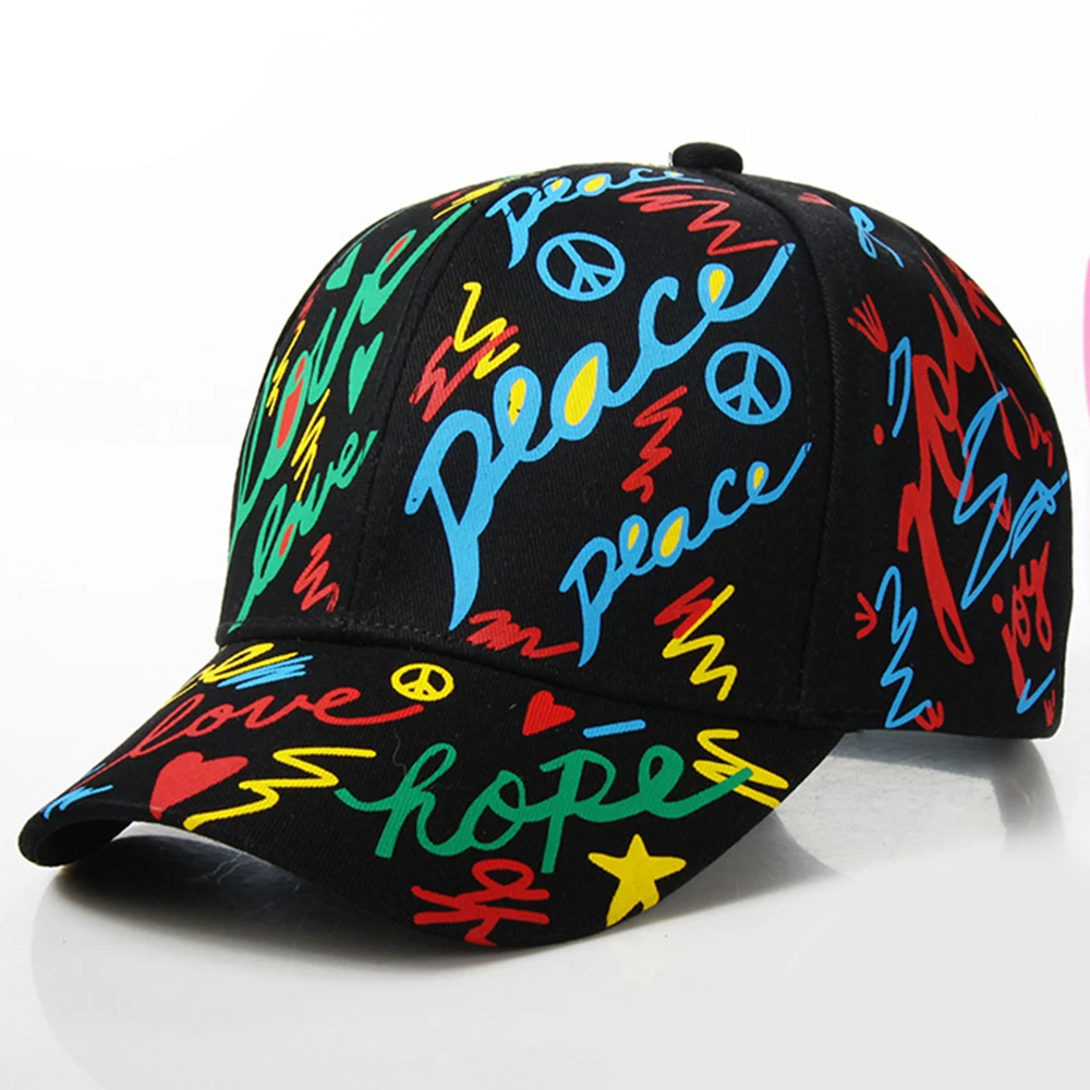 

kids baseball cap Graffiti strapback baseball hat cotton adjustable printing casual sports caps hip hop dad hats for children