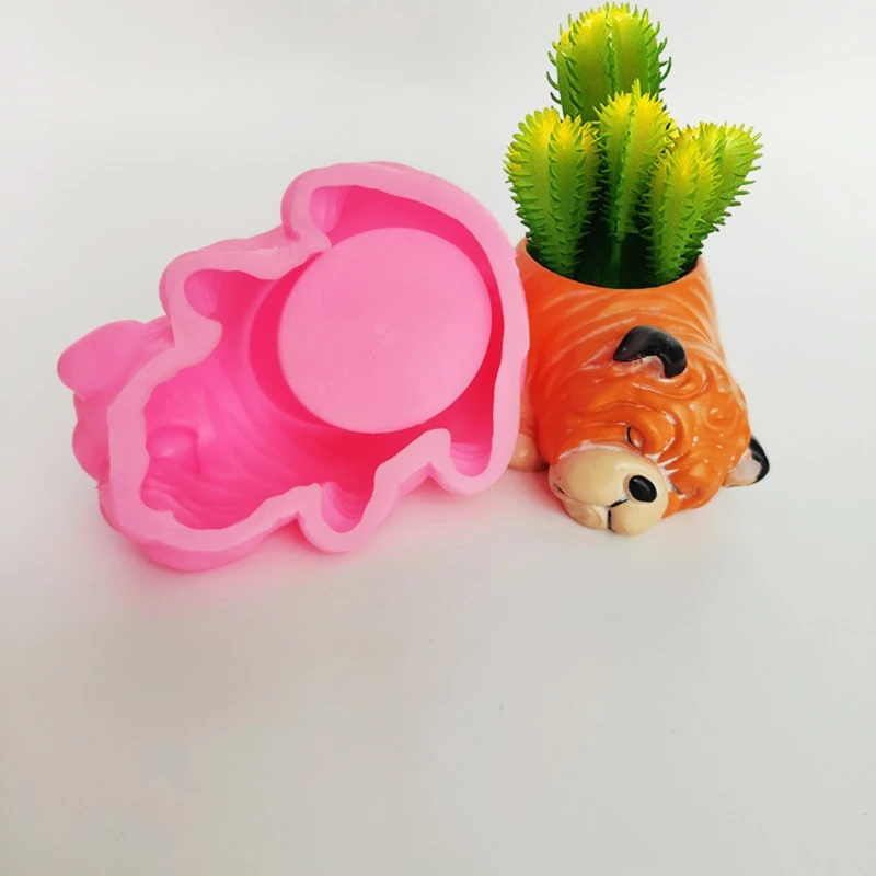 

Handmade Shar Pei Dog Flower Pot Epoxy Resin Mold Succulents Pot Silicone Mould