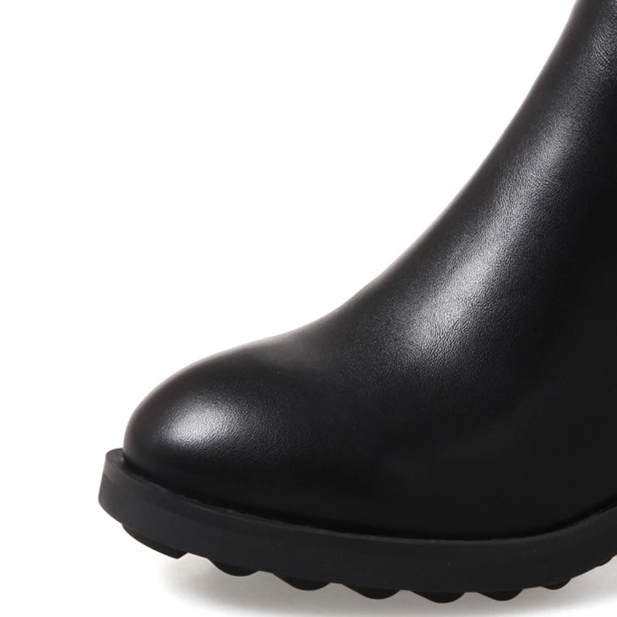 

Thick-soled high-heeled ankle boots retro British style thick with boots fur one non-slip warm wild women boots Clearance