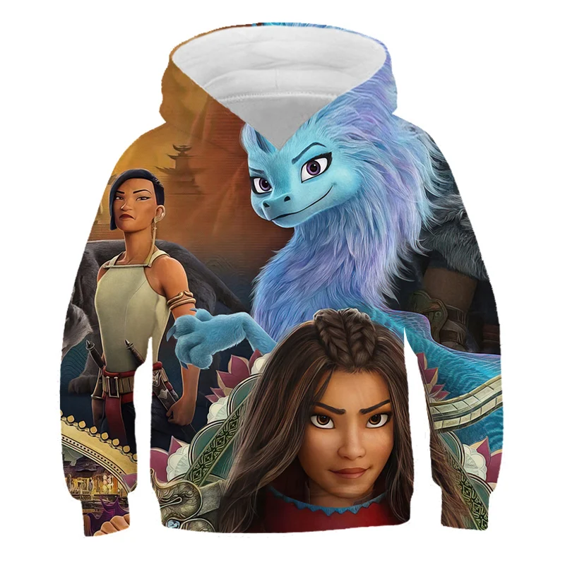 

Fall And Winter Hot 3D Printing New Cartoon Raya And The Last Dragon Raya Boys And Girls Hooded Sweatshirt casual hooded top