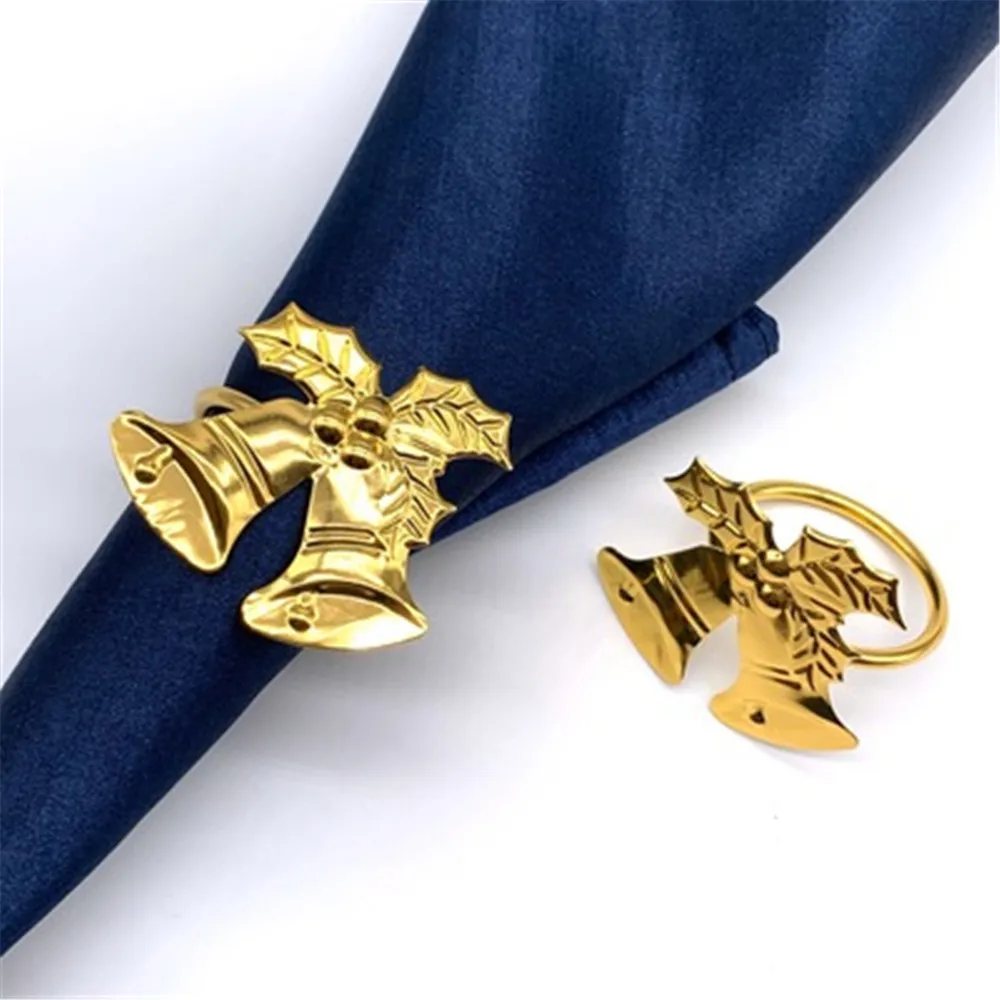 

New Christmas bell napkin ring napkin ring napkin buckle Hotel Western Restaurant golden napkin ring direct sales free of freigh
