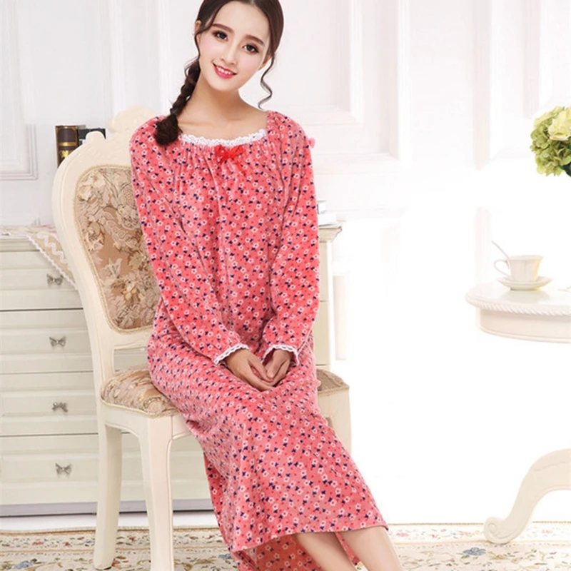 Женская ночная рубашка мягкая свободная с цветочным принтом | одежда