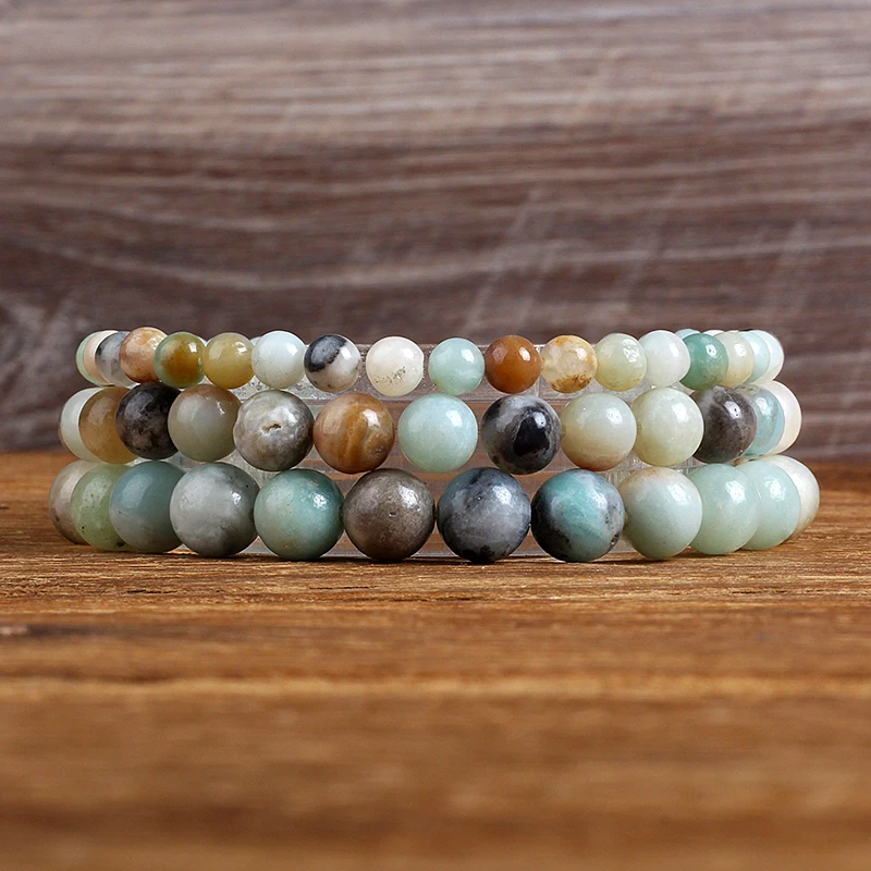 

4/6/8/10mm Natural Stone Bracelet Multicolor Amazonite Beads Bracelets Healing Yoga Charm Bangles Women Men Energy Jewelry Gift