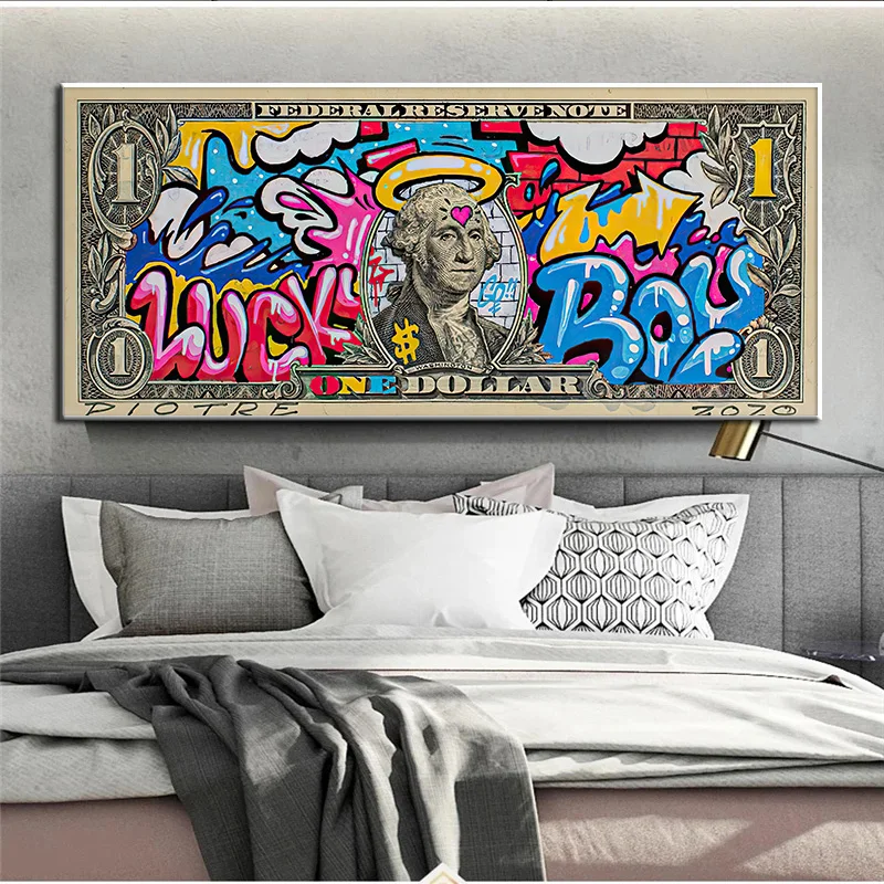 

Inspirational Graffiti Art Dollar Posters Modern Abstract Money Bill Cash Canvas Painting Print Wall Pictures Living Room Decor