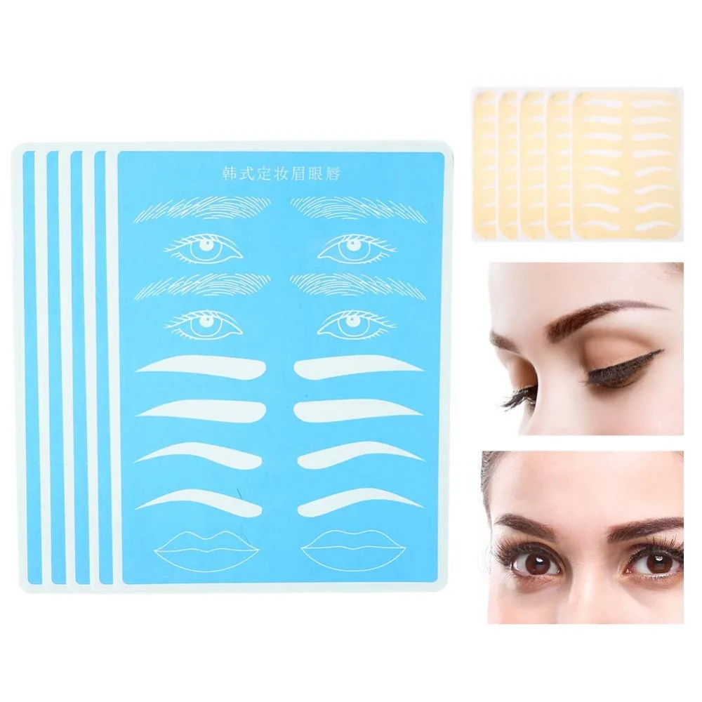 5Pcs 2Types Tattoo Practice Permanent Makeup Microblading Eyebrow Training Silicone Fake Skin Model Temporary Tattoos Stencils | Красота и