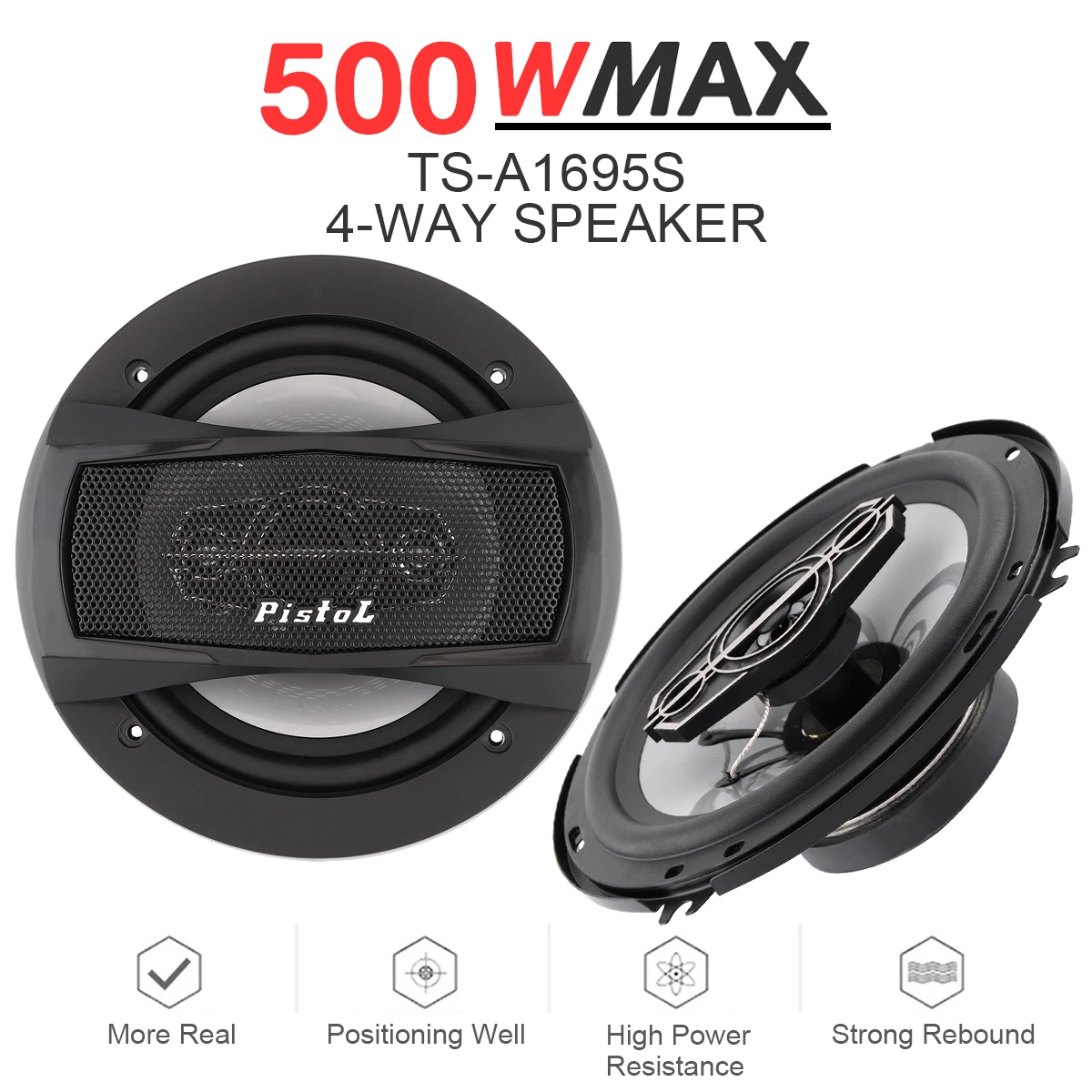 Комплект из 2 предметов, 6 дюймов Автомобильный громкий Динамик 16 см 500W 4 полосная автомобильная Коаксиальная Динамик Авто Стерео полный диапазон частот Hi-Fi Динамик для авто