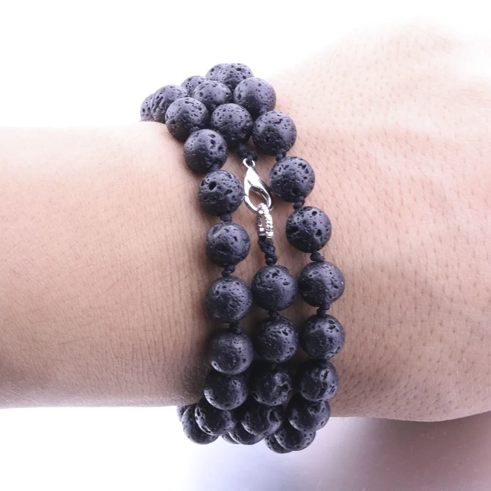 WIW 8/10 мм черный камень из вулканической лавы Цепочки и ожерелья/BraceletChoker рок бусины цепи Цепочки и ожерелья Для мужчин/женские ювелирные изделия ручной работы; Прямая поставка