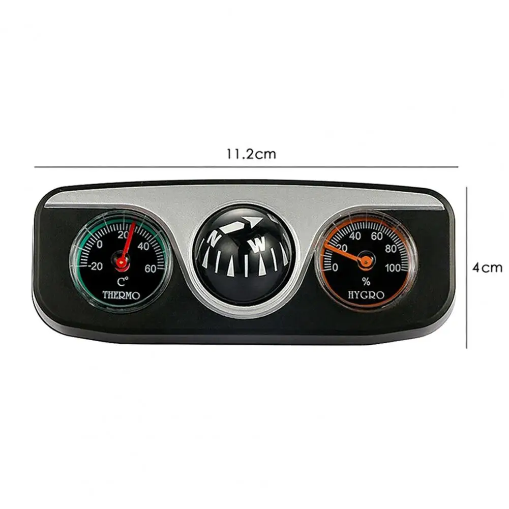 

11.2cm 3 in 1 Car Vehicle Dashboard Thermometer Hygrometer Compass Navigation Ball Navigation Compass Camping Hiking
