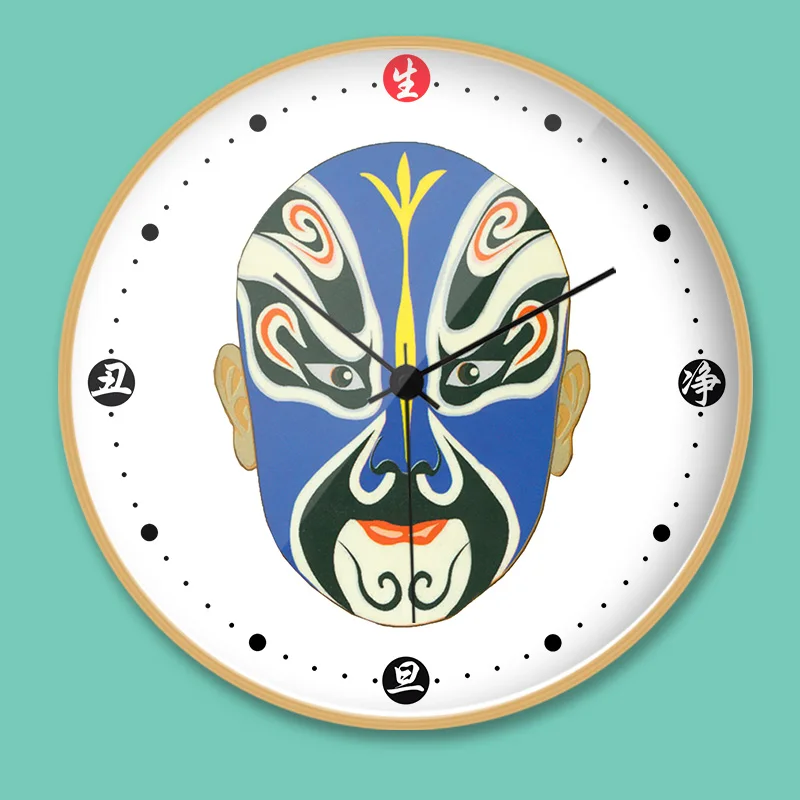 

Traditional Chinese Peking Opera Masks Clock Living Room Office Creative Design Silent Art Wall Watch Home Decor 12 Inch