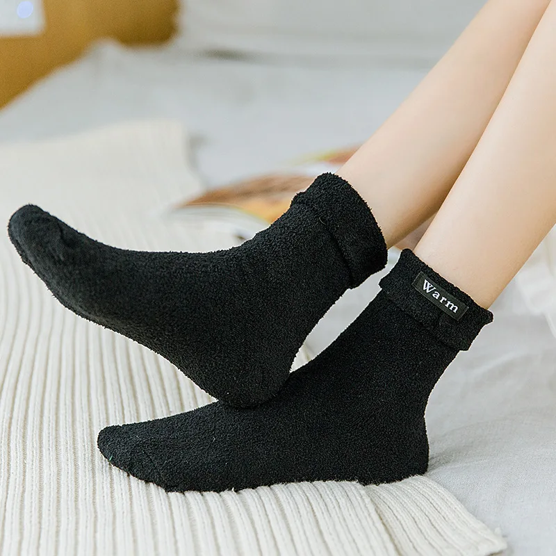 

2021 Thick Warm Socks Slippers Sock Thicken Women Men Casual Non Slip Winter Tube New Year's Gift Solid Cotton
