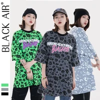 blackair leopard printing retro t shirt harajuku streetwear goth clothes high street short sleeve t shirts tops tees 2186