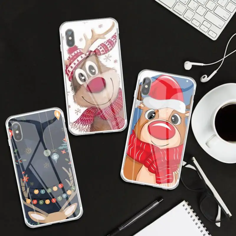 

New Year Christma Deer Phone Case Transparent Case For IPhone 6 6s 7 8 Plus X Xs Xr Xsmax 11 12 Pro Promax 12mini
