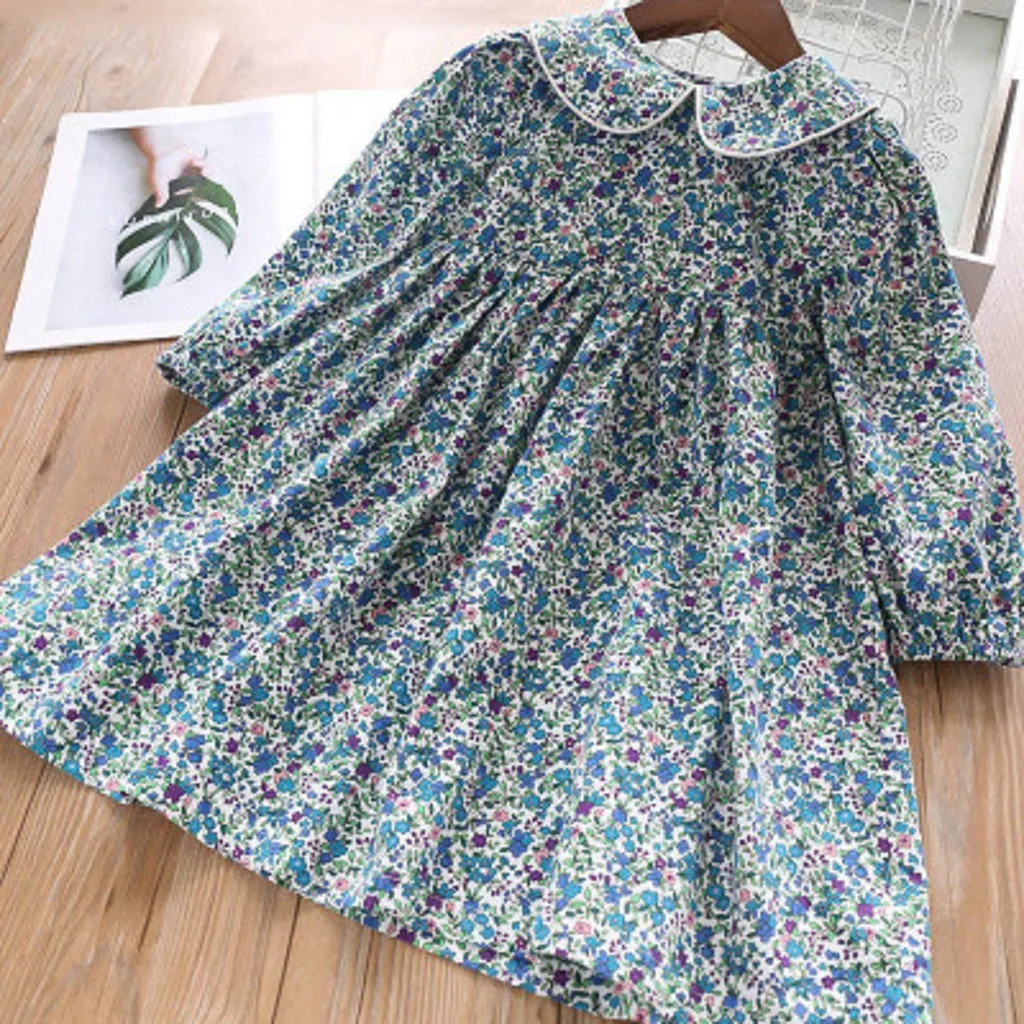 Toddler Baby Girls Casual Spring Floral Dress Princess Romper Dresses Clothes Long Sleeve Children Party Summer |