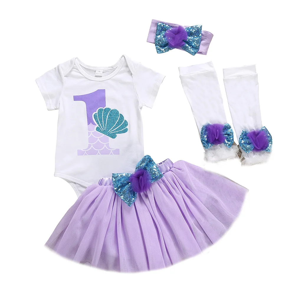 

Baby Girls Birthday Clothing 4pcs Sets Summer Wear Cotton Romper Tutu Skirt Sets Infant Clothing Toddler Girls BIrthday Clothing