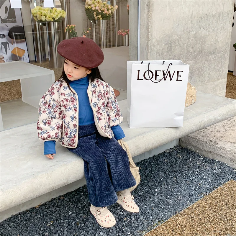 Детская куртка на молнии для девочек утепленная хлопковая вечерние кольная