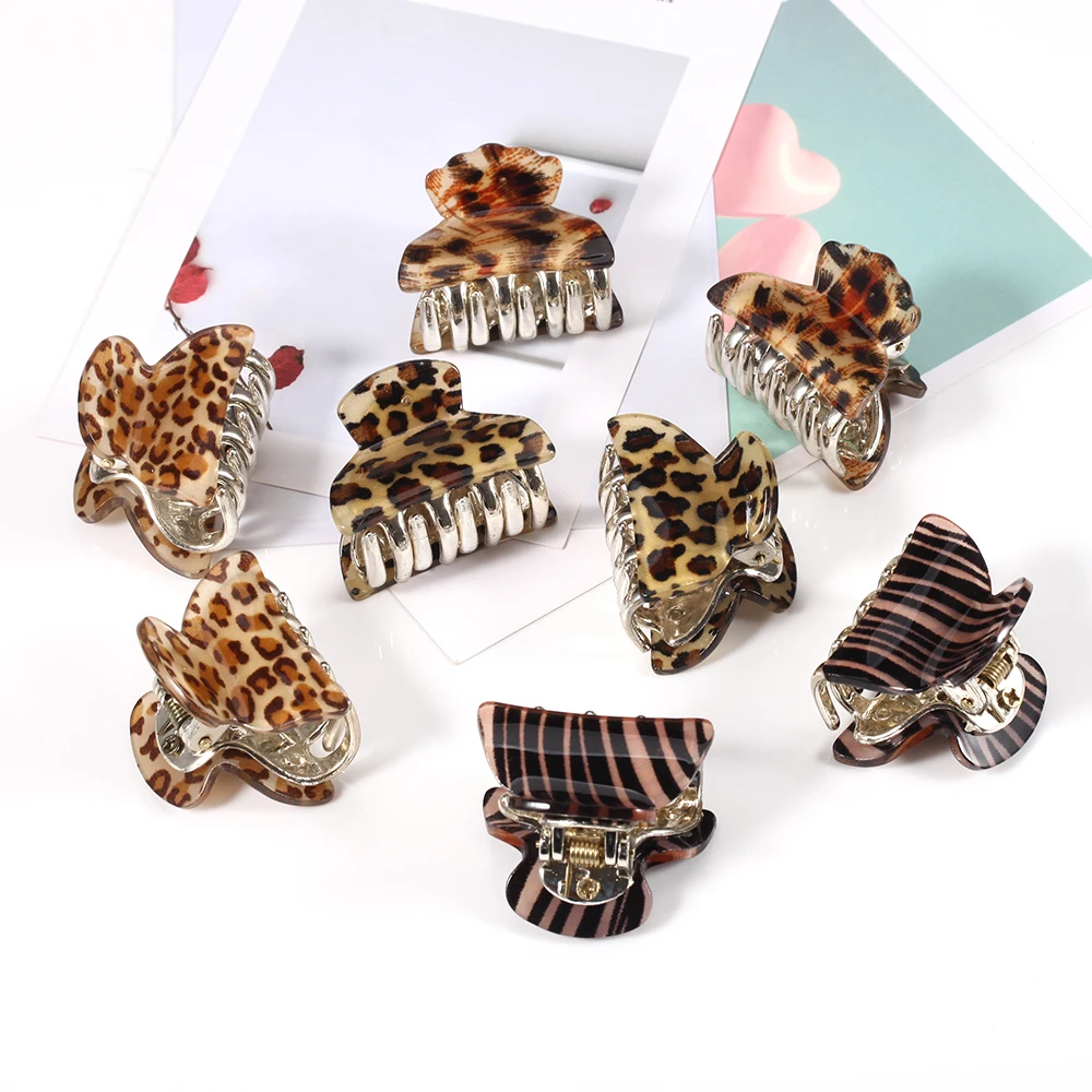 Женская заколка краб для волос с цветами леопардовым принтом|Аксессуары девочек|