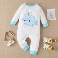 new baby clothes fall spring cotton lovely cartoon little whale long sleeve baby rompers baby pajama romper infant clothes 0 18m
